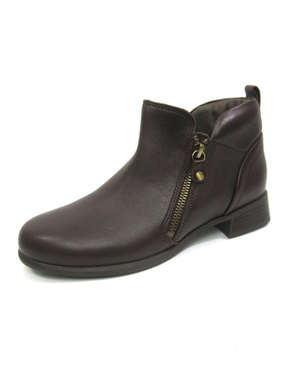 Munro EUC Women's Size 6W 6 Wide Neko Booties Dark Brown Double Side Zip Leather